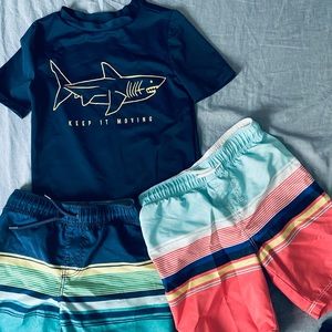 Boys Swim shorts trunks Rash guard size 4T